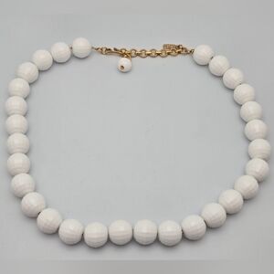 Vintage Monet White Faceted Bead Choker Necklace 16” + 2'' Ext
